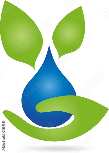 Logo, Hand, Tropfen, Blätter