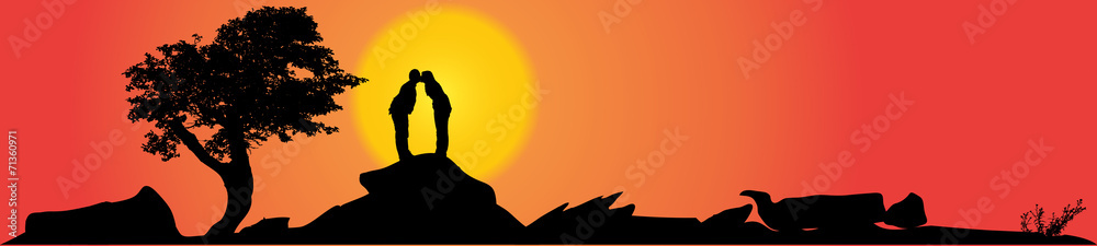 Vector silhouette of couple.