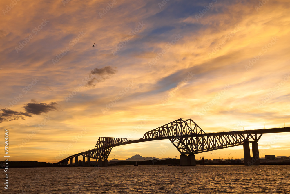 Obraz premium 夕焼けと東京ゲートブリッジ