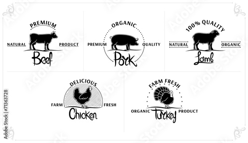 Set of Vintage Meat Labels