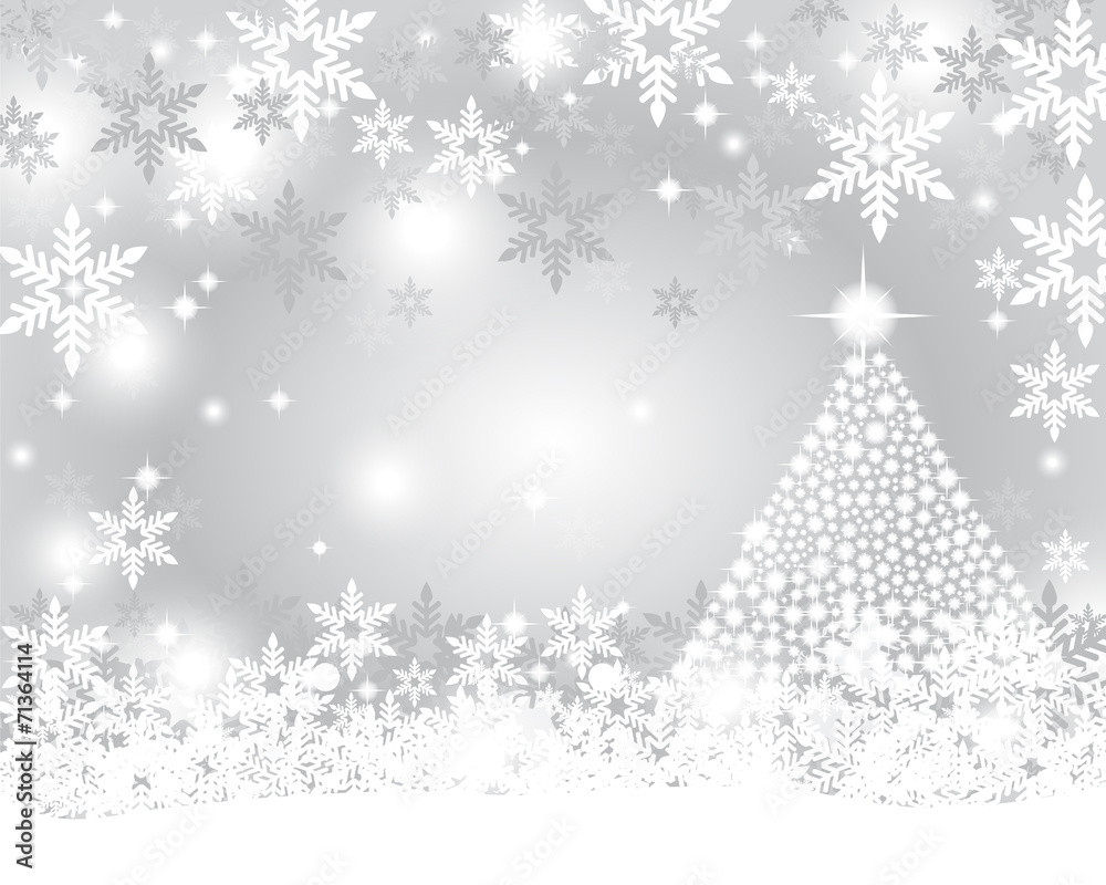Silver christmas background with shiny Christmas tree Silver christmas background with shiny Christmas tree