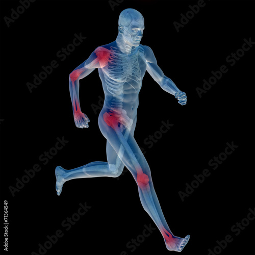 3D human man anatomy with articular pain