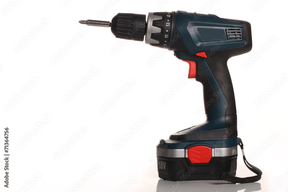 Cordless screwdriver, cordless drill on a white background.