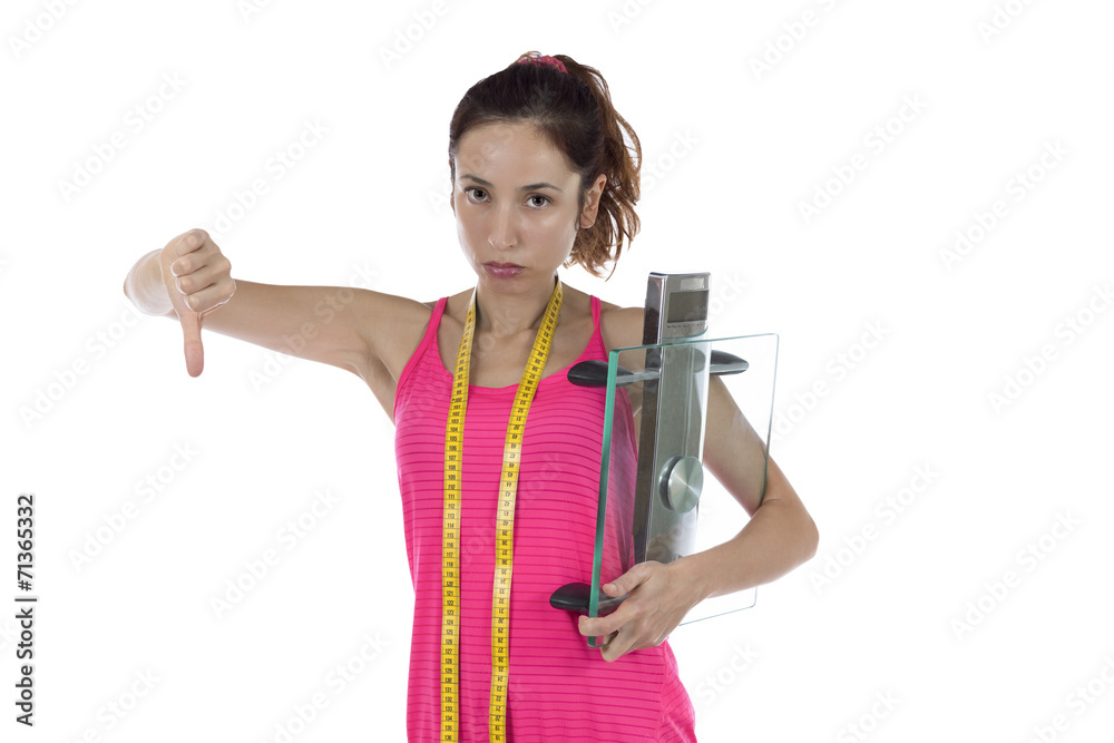 Unhappy woman because of her weight Unhappy woman because of her weight