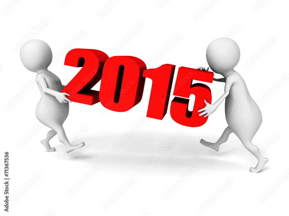 white 3d people carry 2015 new year numbers white 3d people carry 2015 new year numbers