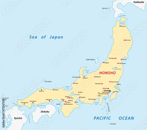 honshu map, Japan
