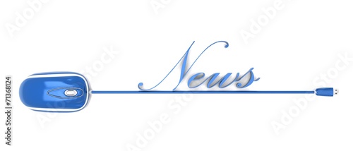 Mouse with blu writing news photo