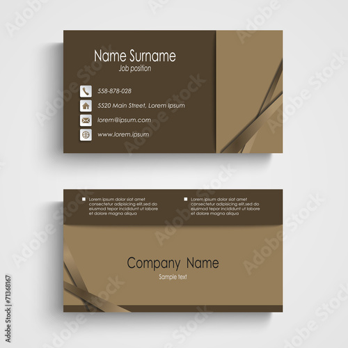 Modern sample brown business card template