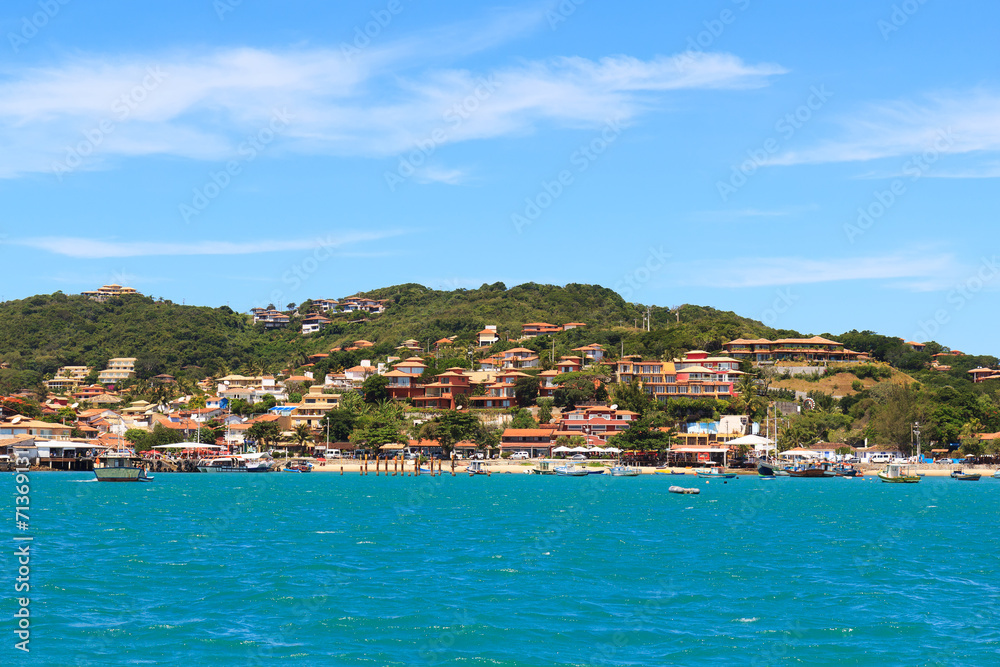 Panoramic view of  beach in Buzios, sea, mountain, Rio de Janeir