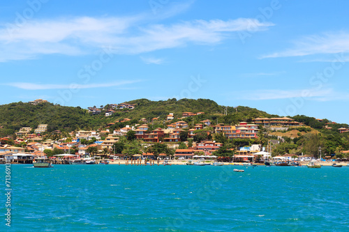 Panoramic view of beach in Buzios, sea, mountain, Rio de Janeir