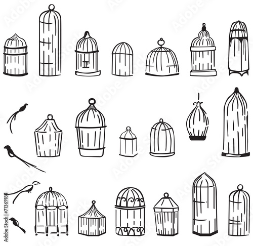 birdcages set on a white background © roman4