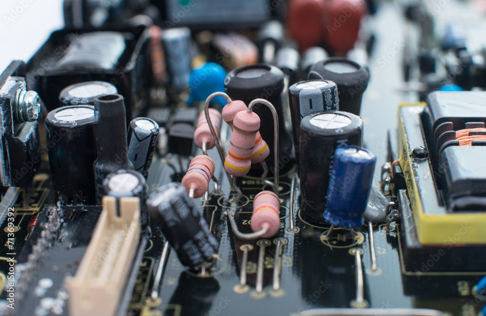 Naklejka premium electronic circuit board close-up