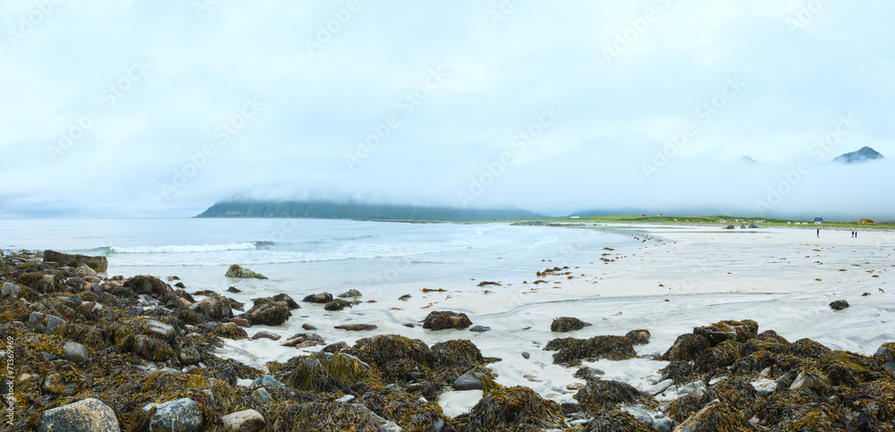 Ramberg beach summer cloudy view (Norway, Lofoten). Ramberg beach summer cloudy view (Norway, Lofoten).