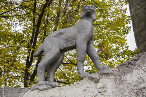 Stone statues of animals in Moscow Zoo