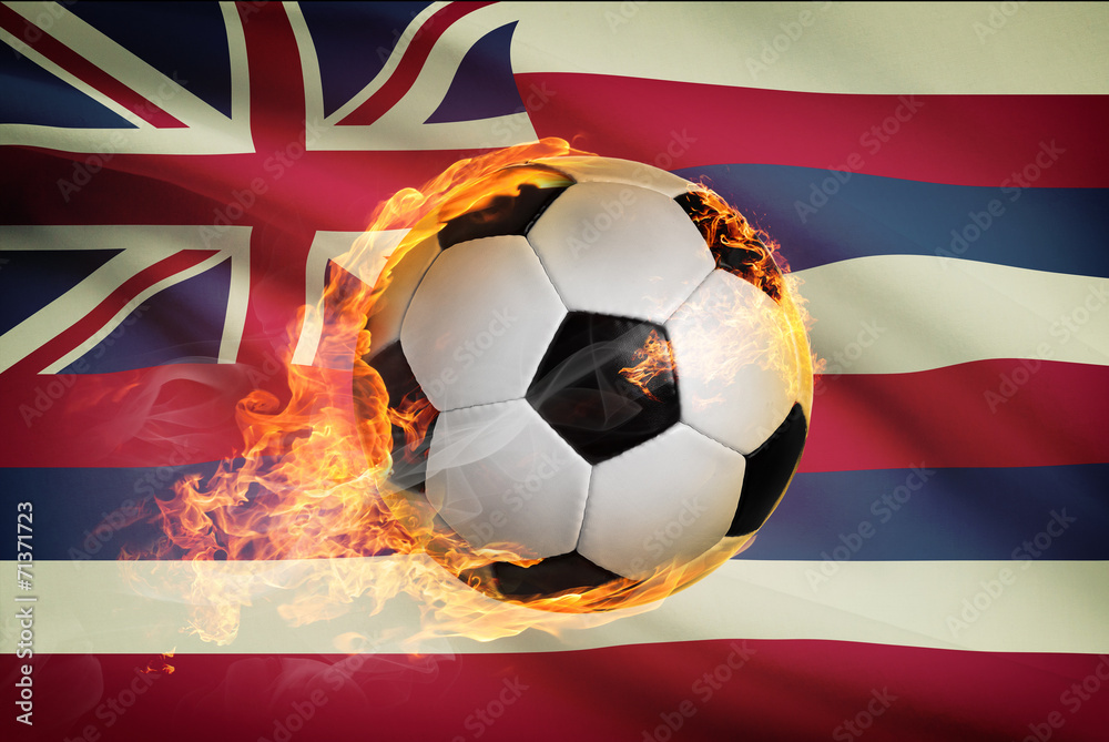 Fototapeta premium Soccer ball with flag on background series - Hawaii