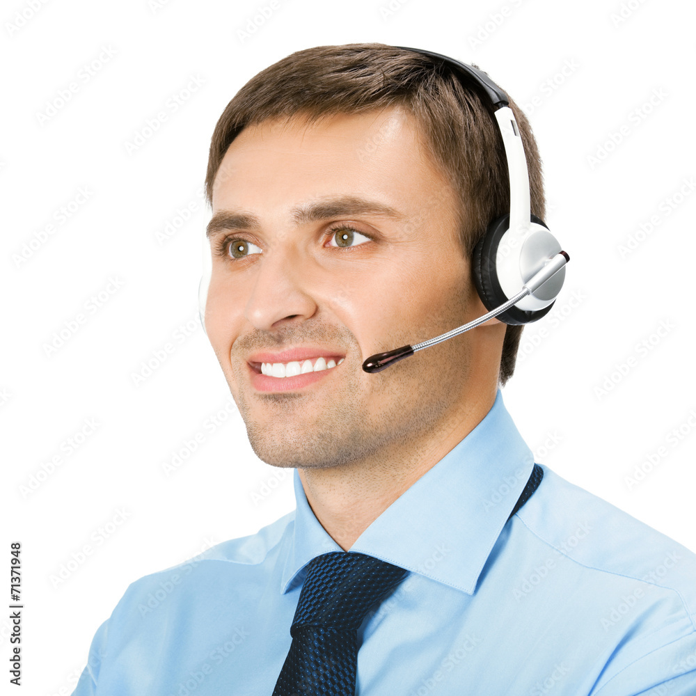Phone operator in headset, isolated Phone operator in headset, isolated