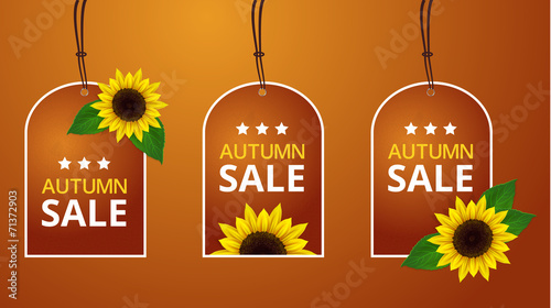 Vector sunflowers autumn price labels