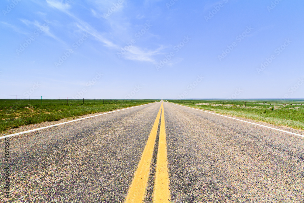 Flat open road in Colorado