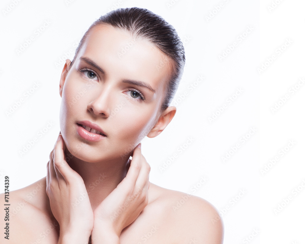 Beautiful face of young adult woman with clean fresh skin Beautiful face of young adult woman with clean fresh skin