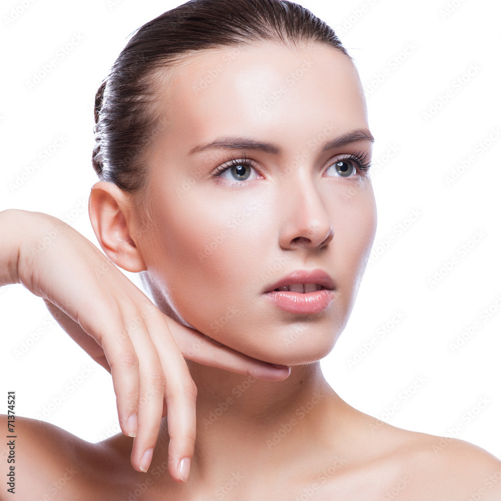 Beautiful face of young adult woman with clean fresh skin Beautiful face of young adult woman with clean fresh skin