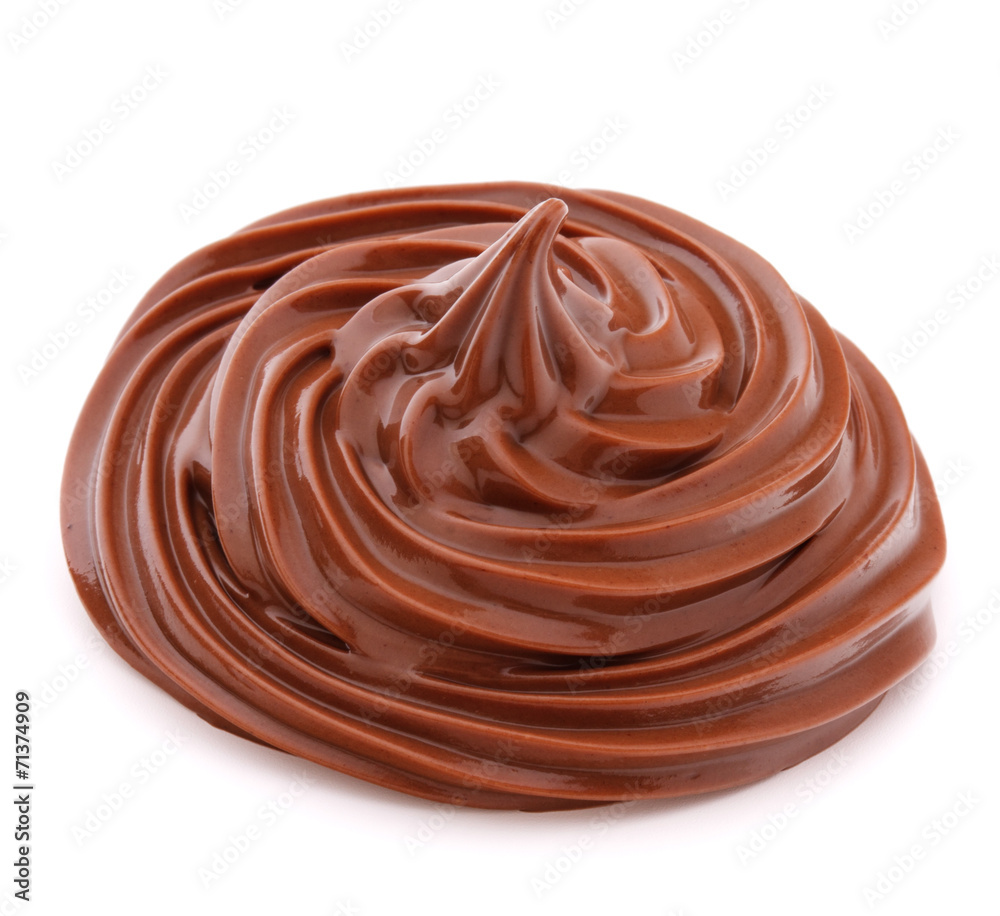 Chocolate cream swirl isolated on white background cutout Chocolate cream swirl isolated on white background cutout