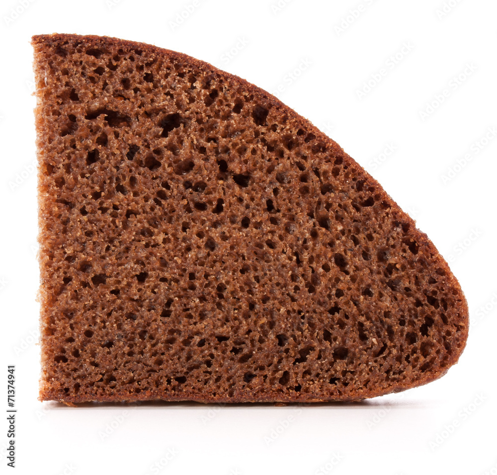 Slice of fresh rye bread isolated on white background cutout Slice of fresh rye bread isolated on white background cutout
