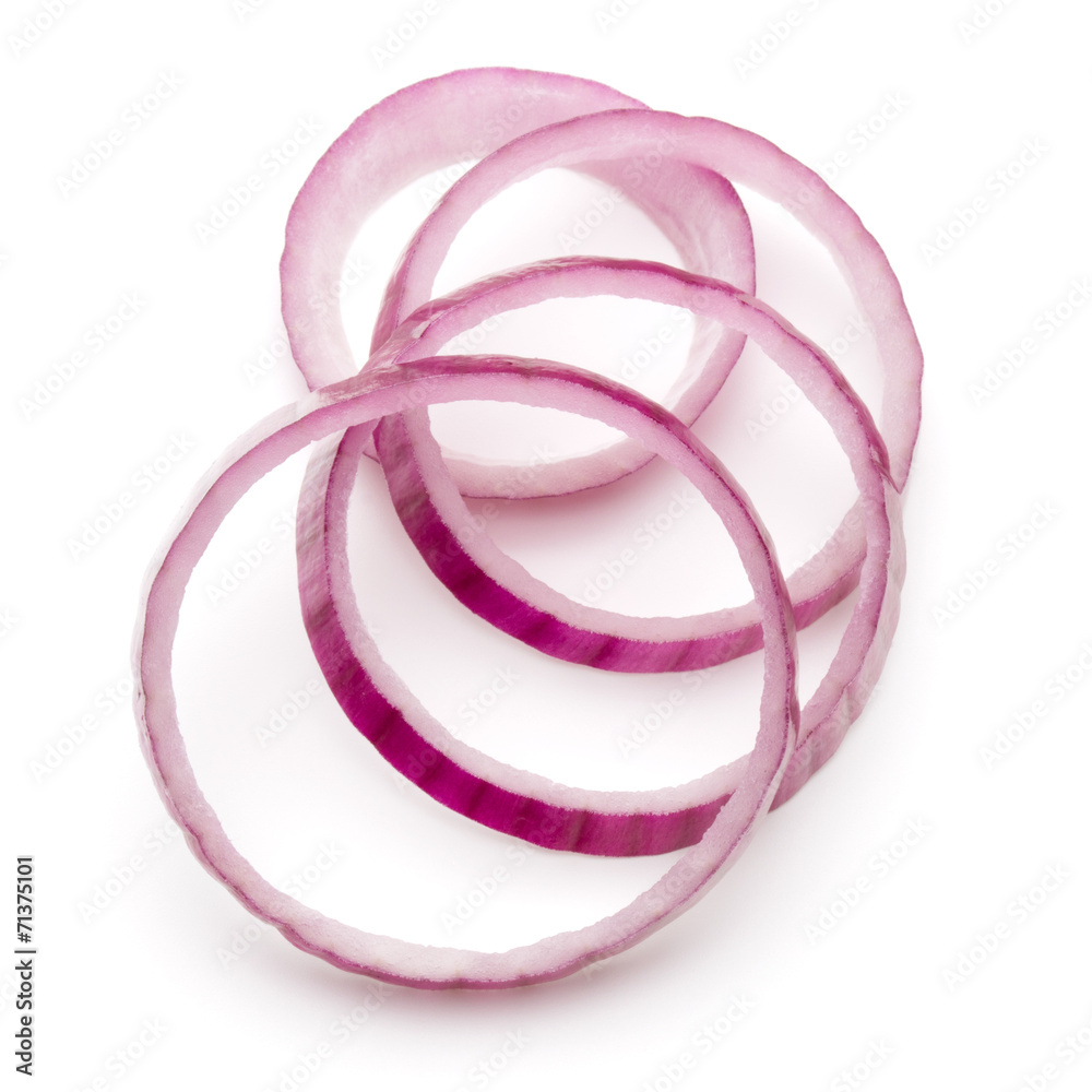 Sliced red onion rings isolated on white background cutout Sliced red onion rings isolated on white background cutout