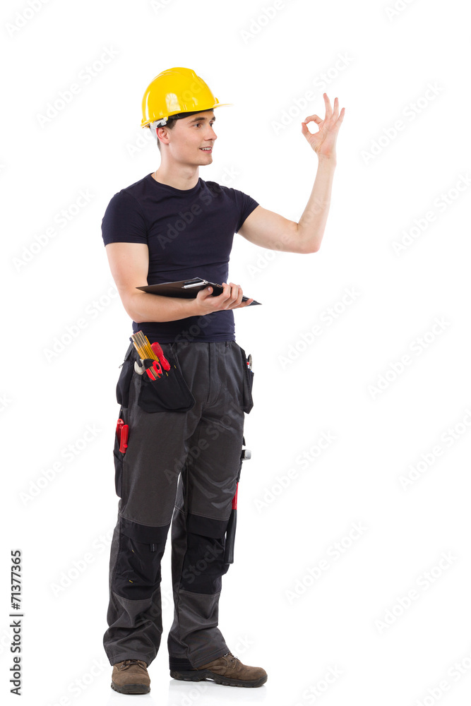 Mechanic showing ok sign Mechanic showing ok sign