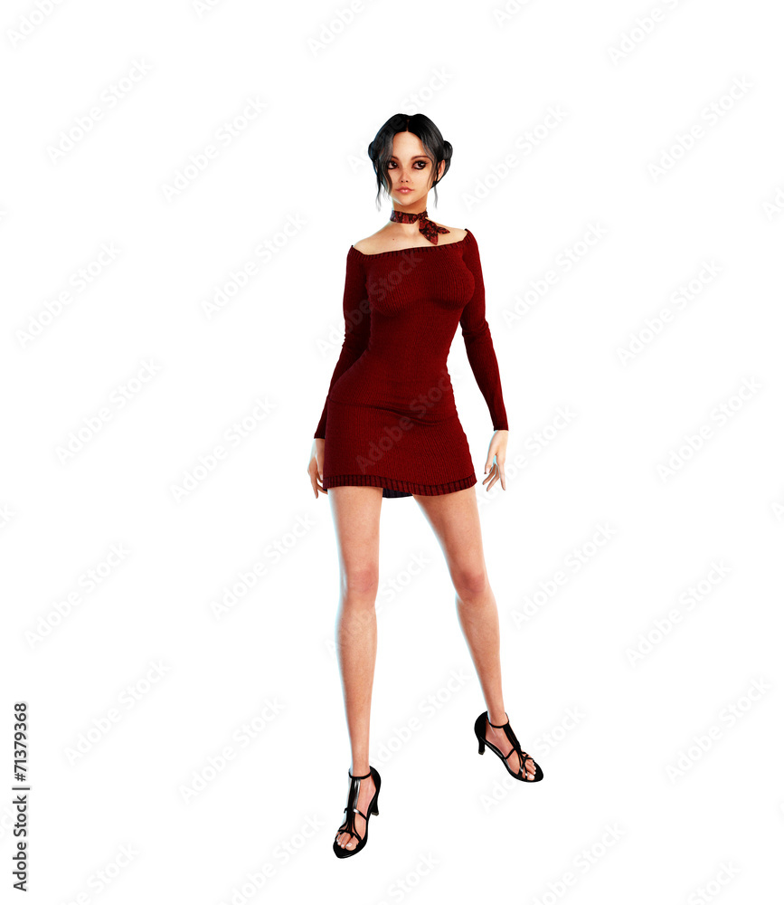 Fototapeta premium Woman in knitted red dress