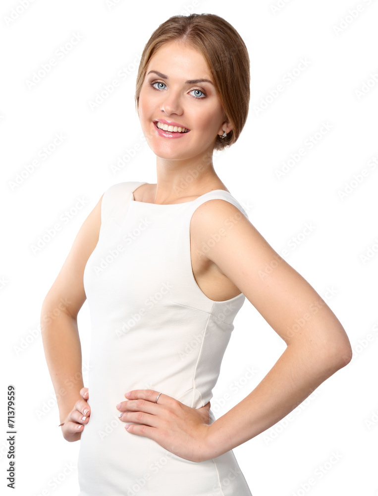 Attractive young woman portrait isolated on white background Attractive young woman portrait isolated on white background