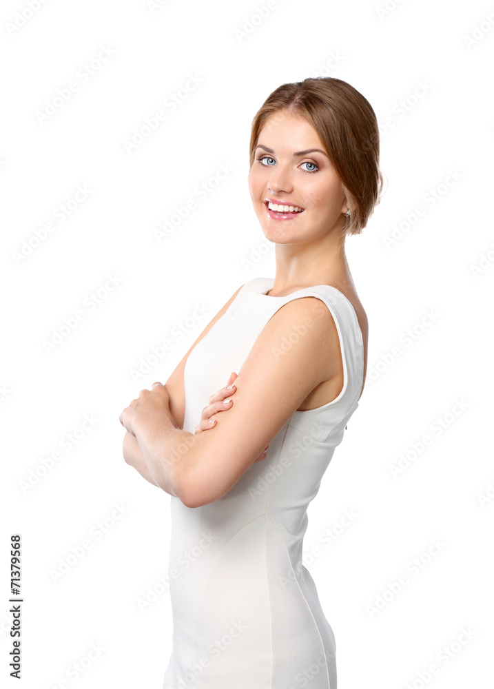 Attractive young woman portrait isolated on white background Attractive young woman portrait isolated on white background