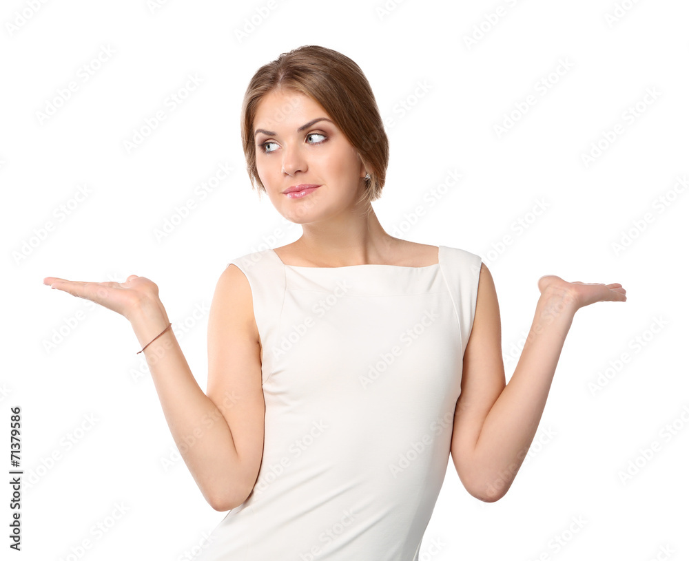 Attractive young woman portrait isolated on white background Attractive young woman portrait isolated on white background