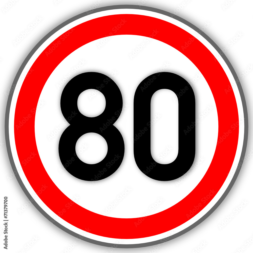 Tempolimit Verkehrszeichen 80 #141010-svg06 Tempolimit Verkehrszeichen 80 #141010-svg06