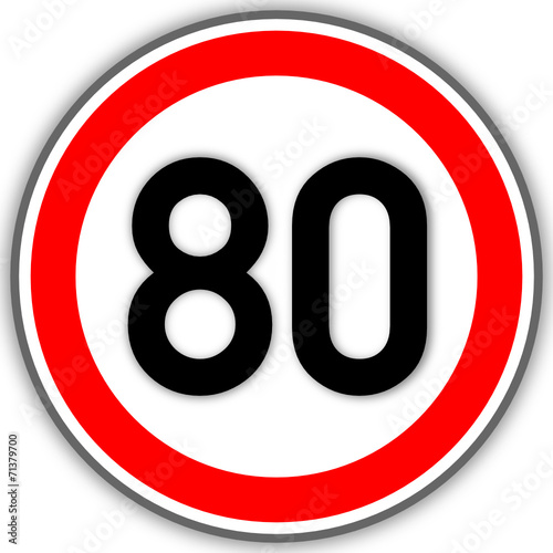 Tempolimit Verkehrszeichen 80 #141010-svg06