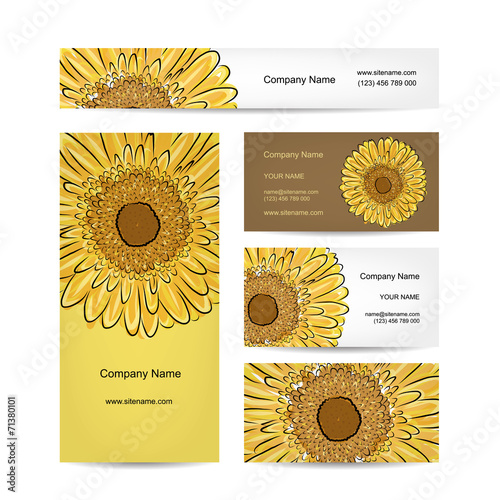 Set of creative business cards, sunflower design
