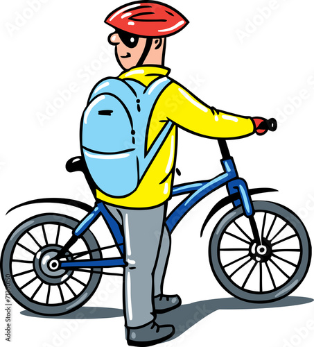 cyclist with a bike.