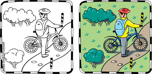 Cyclist with a bike.