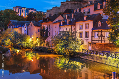 A view of a Luxembourg buildings in the dusk, Luxembourg