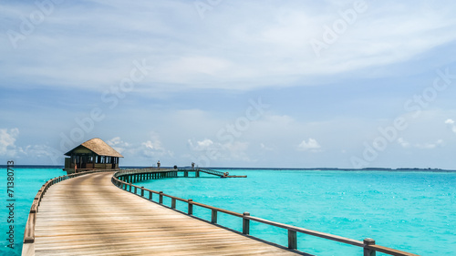 view of water bungalow in irufushi island   maldives