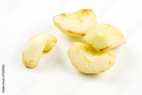 four pieces of not so fresh sliced apple photo