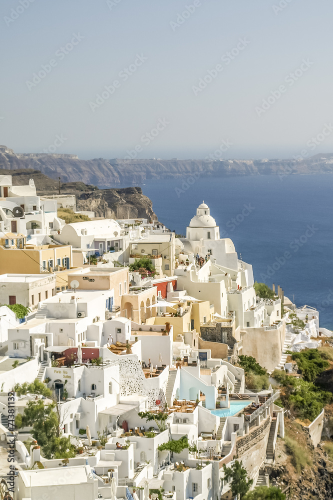 view of oia in santorini and part of caldera
