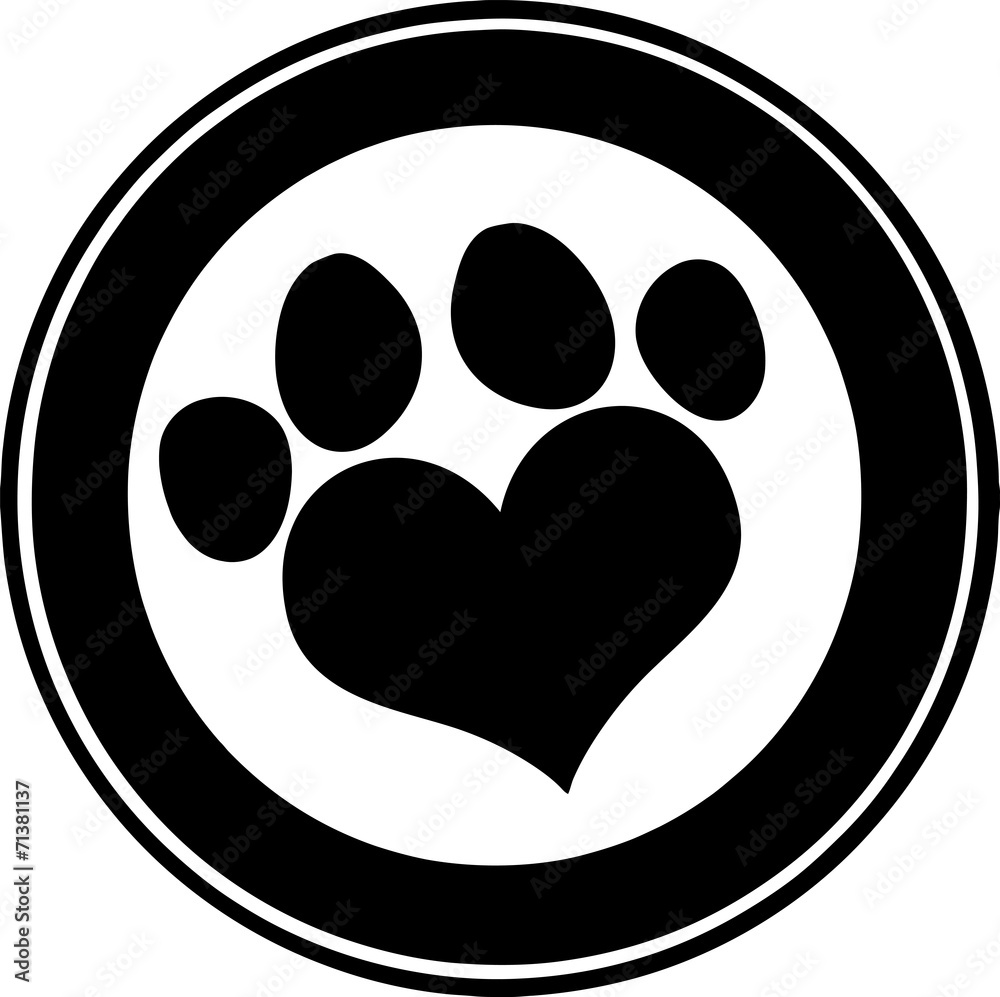 Love Paw Print Black Circle Banner Design