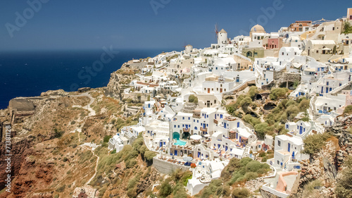 view of oia in santorini and part of caldera