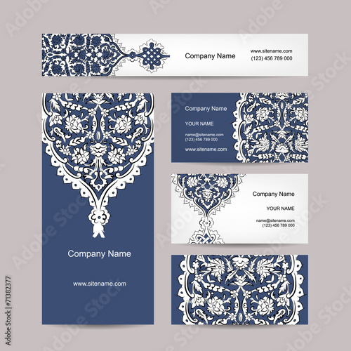 Set of business cards design, turkish ornament