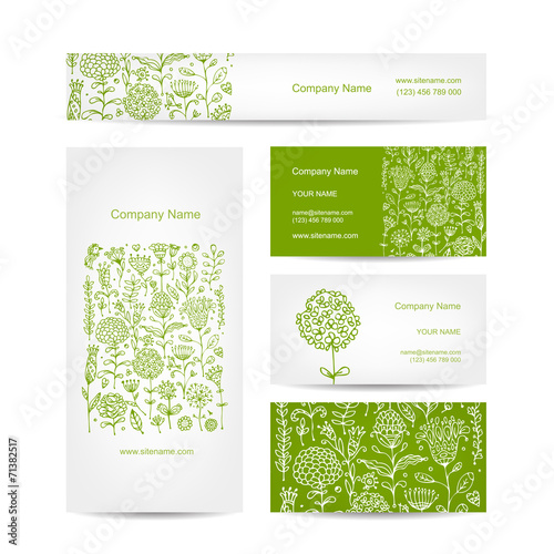 Business cards collection, floral design © Kudryashka