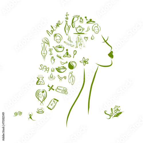 Female head, spa concept for your design