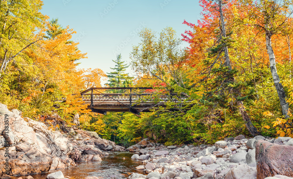 Bridge to Mary Ann Falls in the fall Stock Photo | Adobe Stock