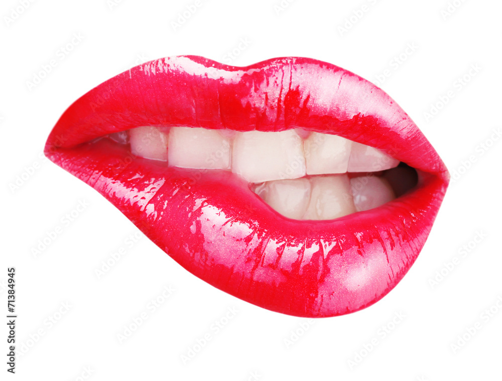 Fototapeta Kobiece usta na białym tle