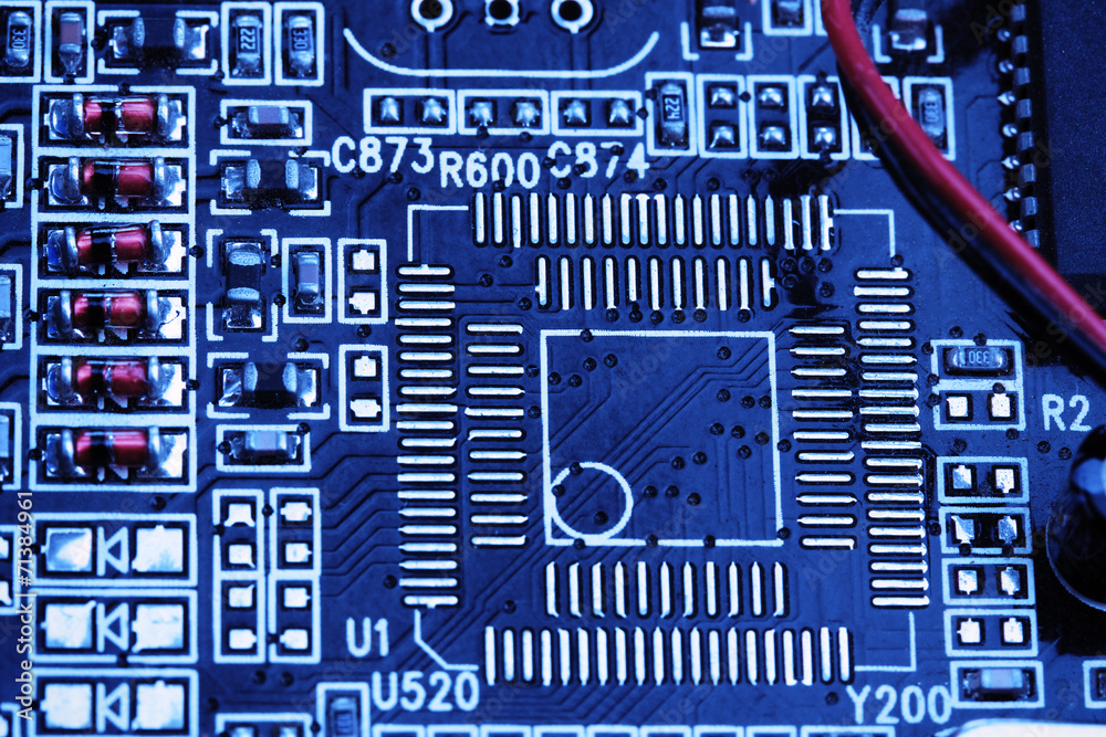 Modern electronic board close-up Modern electronic board close-up