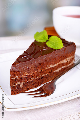 Piece of chocolate cake photo